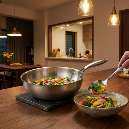 Stainless Steel Cooking Pan for Versatile and Bold Meal Preparation