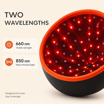 Red and Near-Infrared Light Therapy Cap | 660nm/850nm LEDs, Pulse Modes 10Hz/40Hz, Auto Shut-Off