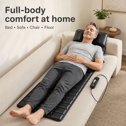 Shiatsu Massage Pad with Heat – Full Body Mat, 10 Vibrating Points, 9 Modes
