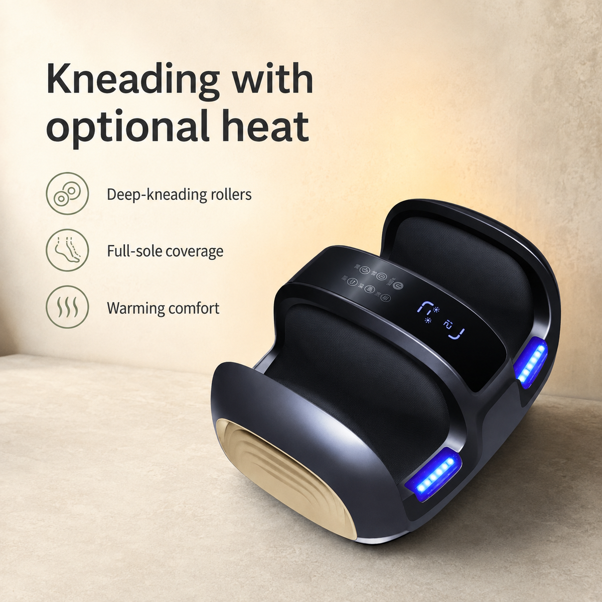 Heat-Enabled Shiatsu Foot Massager with Deep Kneading Rollers and Easy Control