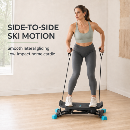 Ski Trainer with Side Motion, Resistance Bands, LCD Display, 440 lb Capacity