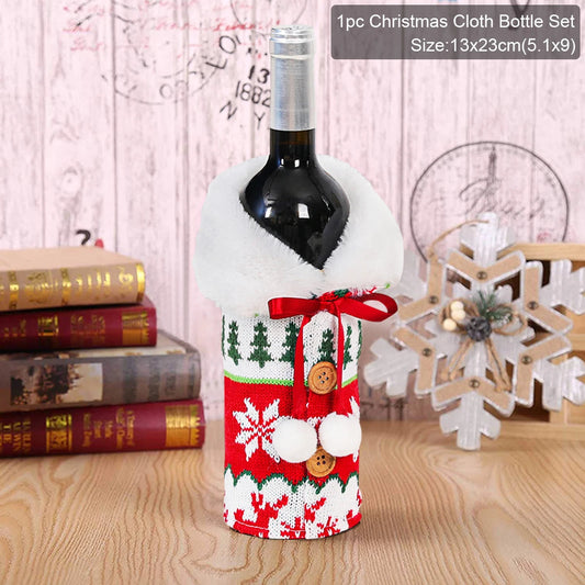 Festive Wine Bottle Cover with Holiday Design - Fabric Sleeve for Wine & Sparkling Wine - Perfect Gift Idea