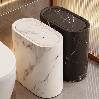 Compact Kitchen Bin with Marble Pattern Lid for Bathroom Waste