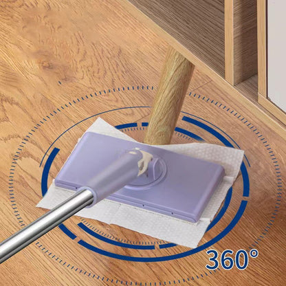 QuickClean Mop with Disposable Cloths & Folding Head | Effortless Floor Care for Wood, Laminate & Tile | Lightweight & Sanitary