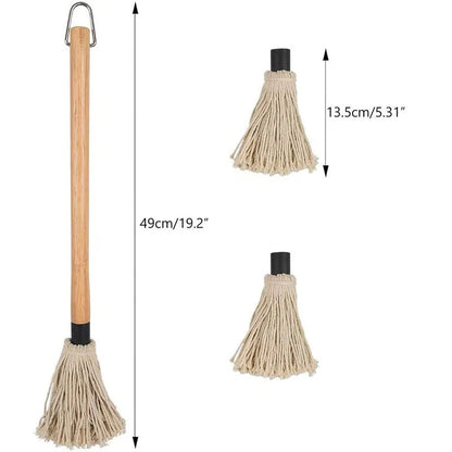 BBQ Grill Brush Set with Cotton Bristles and Wooden Handle – Perfect for Marinade & Oil