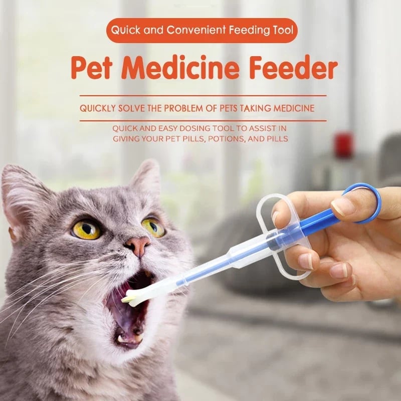 Pet Medication Dispenser with Soft Silicone Tip | Dual Nozzles for Pills & Liquids | Effortless Dosing