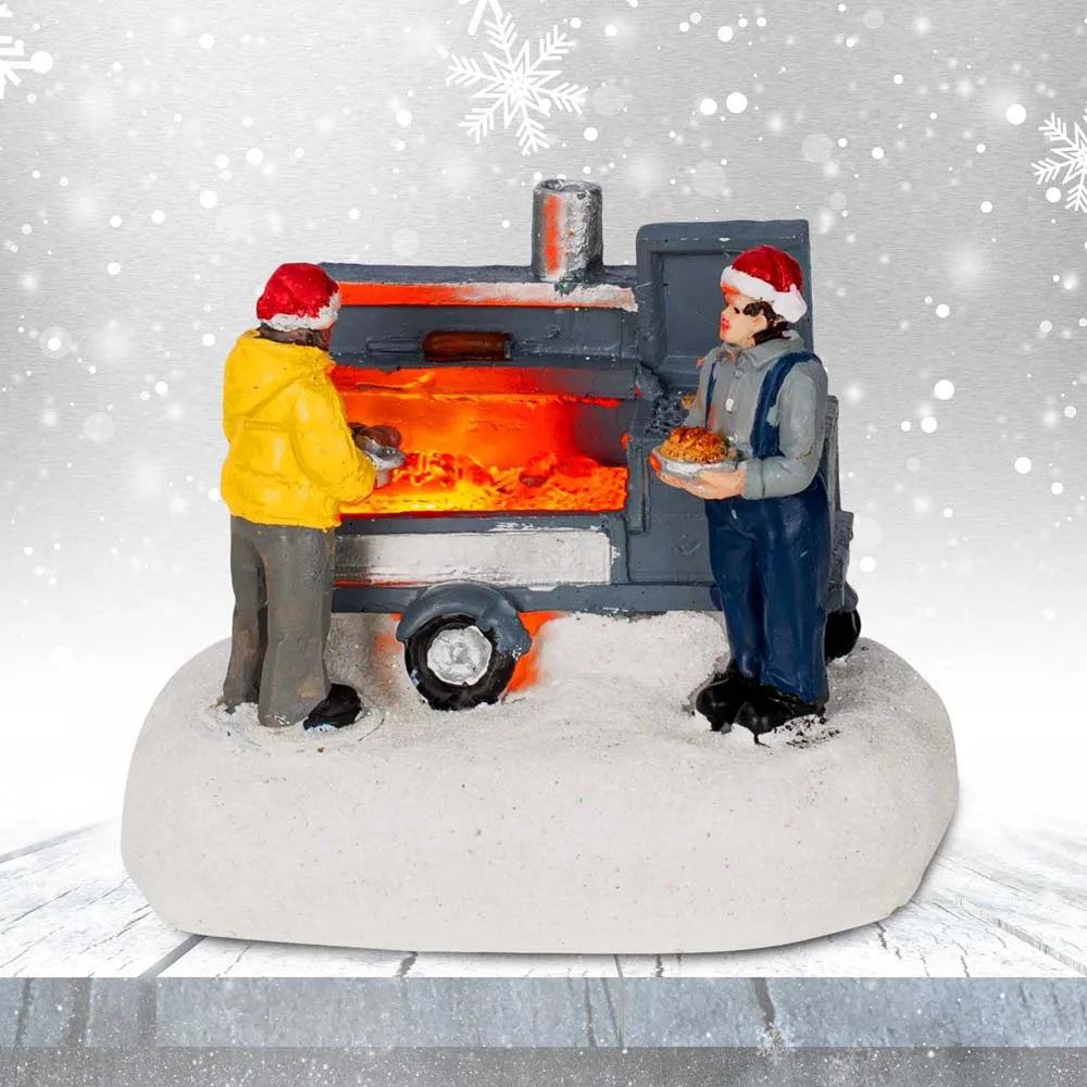 Christmas Village Figurines with LED Lights | Hand-Painted Miniature Houses & Decor for Mantel, Windowsill & Table