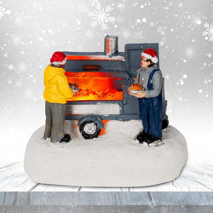 Christmas Village Figurines with LED Lights | Hand-Painted Miniature Houses & Decor for Mantel, Windowsill & Table