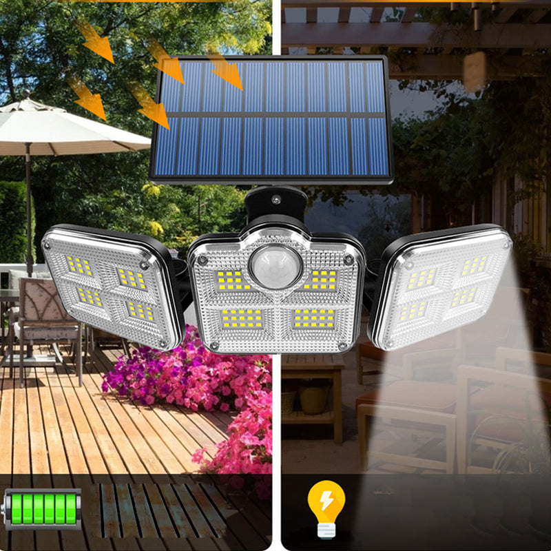 Triple-Head Solar-Powered LED Wall Light