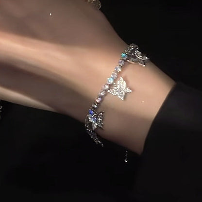 Elegant Zircon Butterfly Cuff Bracelet
