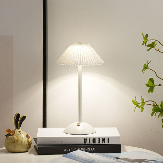 Fabric Table Lamp with Brass Cone Shade