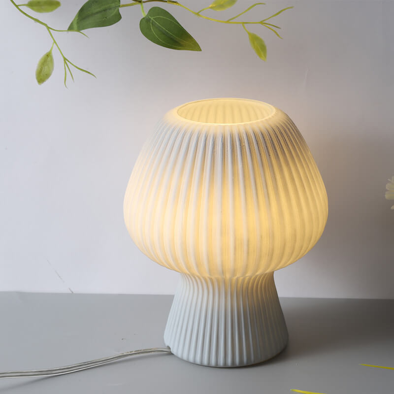 Sturdy Glass Table Lamp with Minimalist Mushroom Design for Bedside