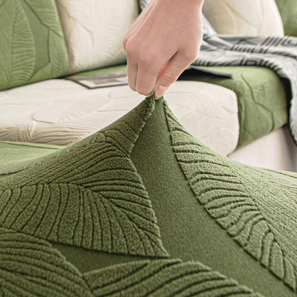 Waterproof Sofa Protector with Tropical Leaf Design – Elastic, Scratch-Resistant, Full Coverage