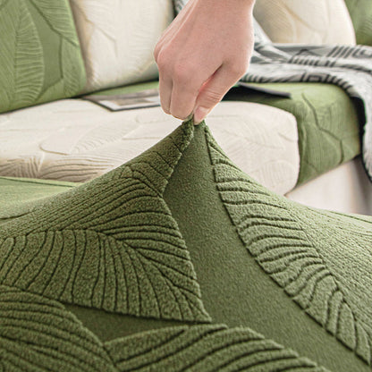 Waterproof Sofa Protector with Tropical Leaf Design – Elastic, Scratch-Resistant, Full Coverage
