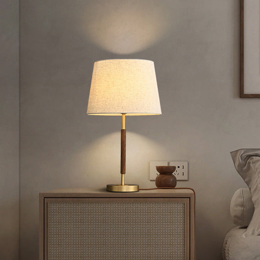 Elegant Brass Fabric Cylinder Table Lamp - Single Light for Home Decor