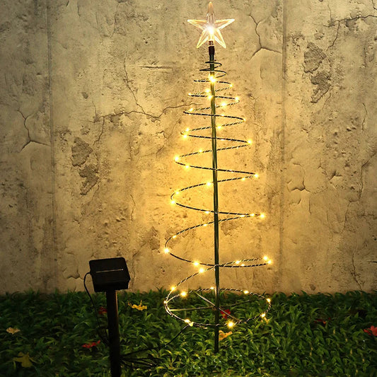 Solar Christmas Tree Light | LED Iron Art Ornament | Waterproof & Auto-Controlled | Warm White & Multicolor