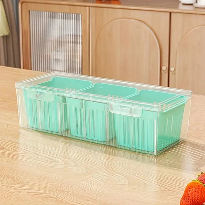Divided Storage Container Set – 3-Piece Clear Bento Box for Fruits, Salads & Vegetables
