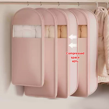 Space-Saving Hanging Storage Bag for Clothes | Compression Zip Design | Dust Protection, Clear | Sizes M–XL