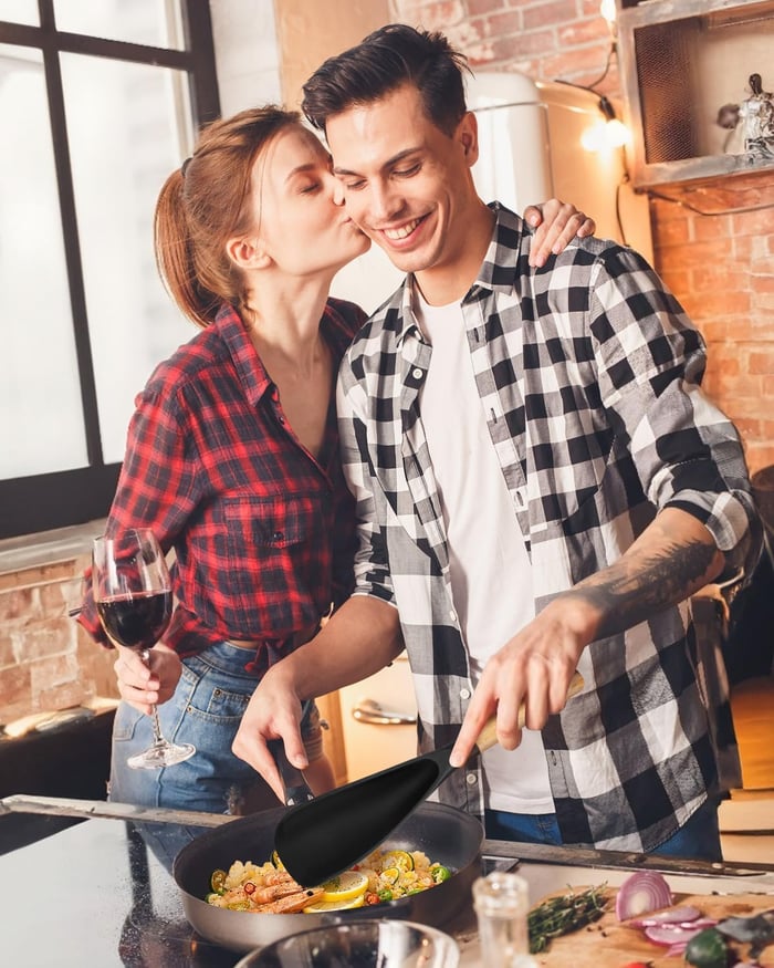 Versatile Cooking Spoon & Turner | Heat Resistant up to 230°C, BPA-Free Silicone | Gentle on Non-Stick Surfaces | 29×7 cm