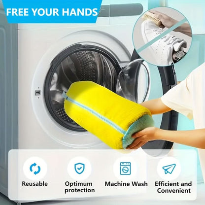 Durable Shoe Washing Machine Bag with Protective Lining and Zipper Closure