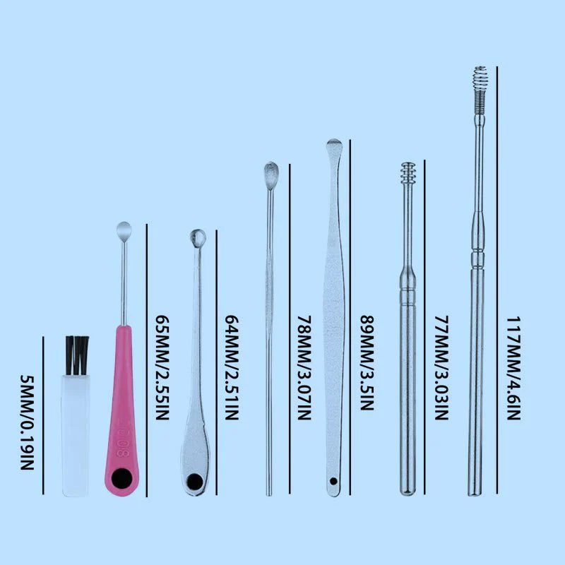 Gentle Ear Cleaning Kit | Stainless Steel, 6-Piece Set, 35g