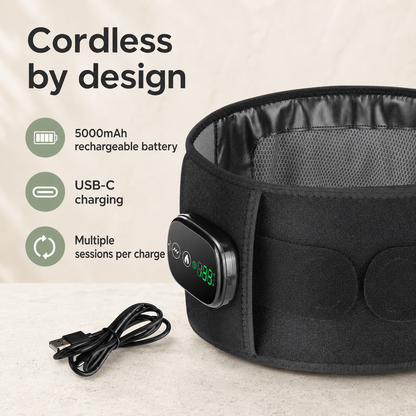 Heat and Vibration Red Light Therapy Belt - 100 LEDs, 5 Heat Settings, 3 Speeds