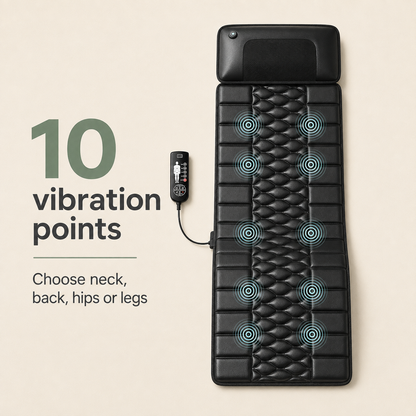 Shiatsu Massage Pad with Heat – Full Body Mat, 10 Vibrating Points, 9 Modes