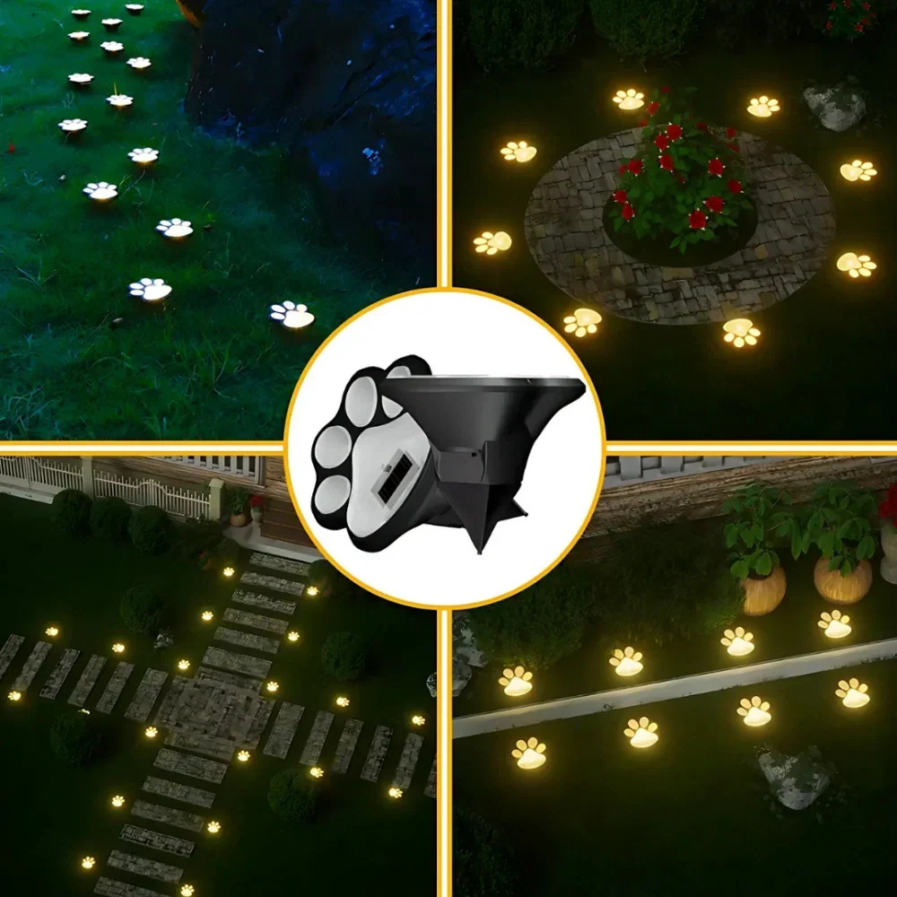 Eco-Friendly Solar Paw Print Light for Gardens and Pathways