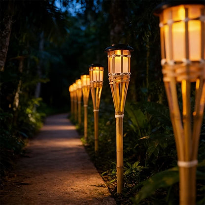 Outdoor Solar Lawn Light – Bamboo Torch Style