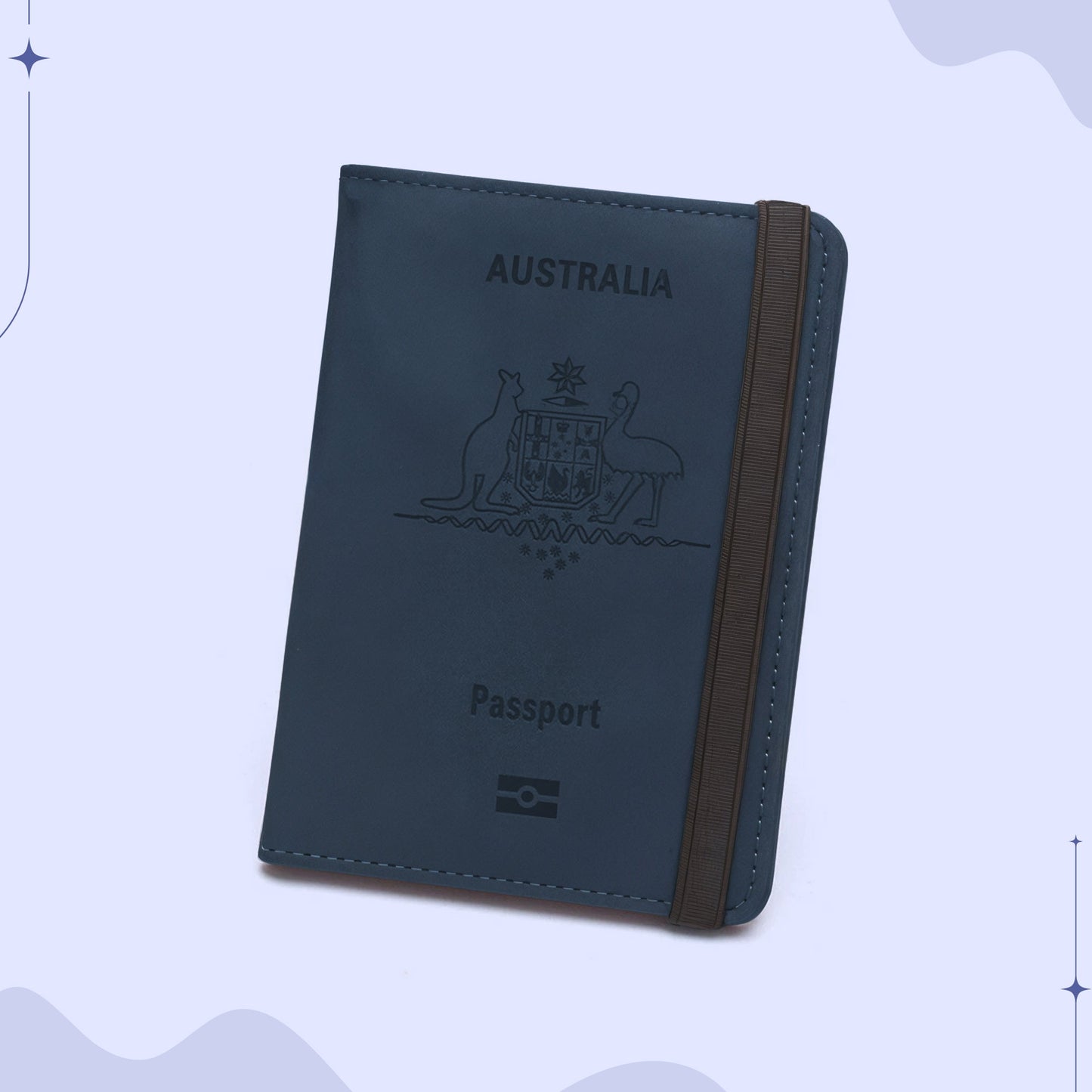 Travel Passport Holder in PU Leather with RFID Protection, Card Slots, Pen Holder, and Elastic Closure