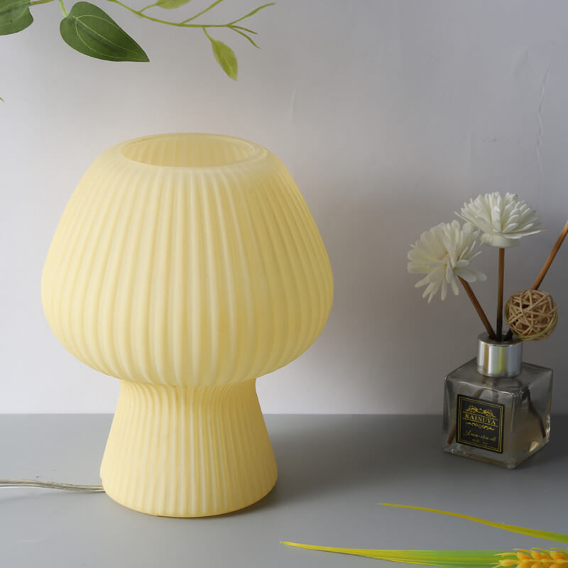 Sturdy Glass Table Lamp with Minimalist Mushroom Design for Bedside