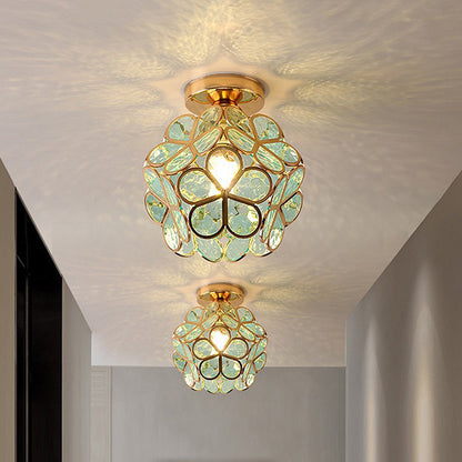 Floral Patterned Glass Ceiling Light Fixture