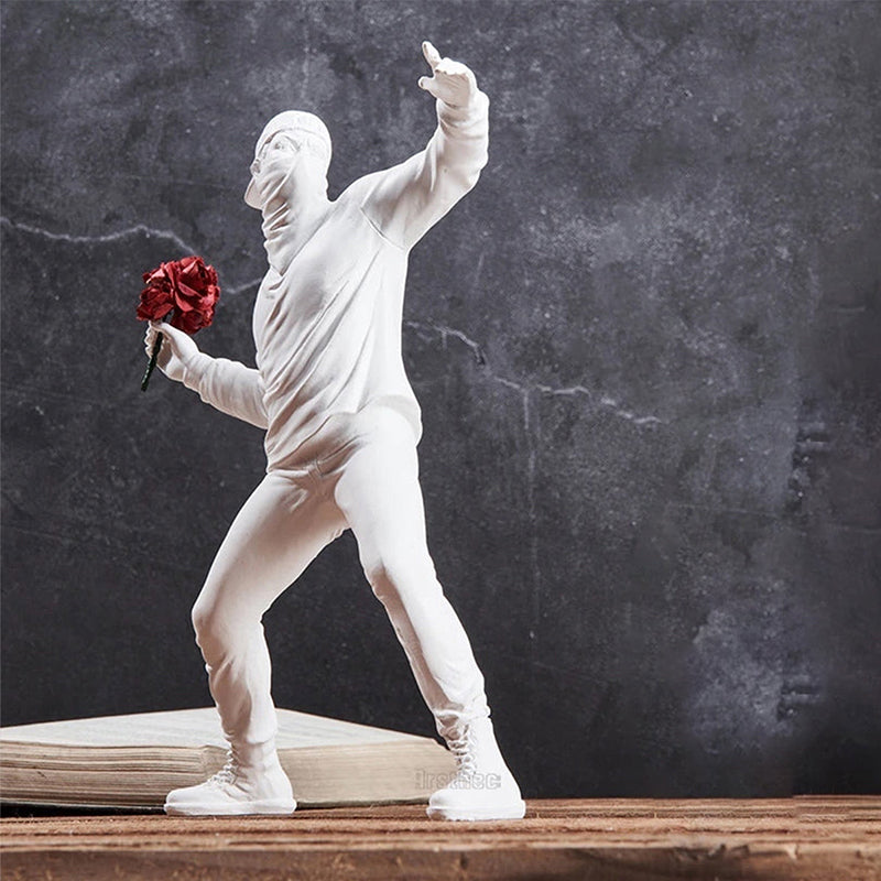 Flower Rioter Sculpture by Banksy | Decorative Art Piece