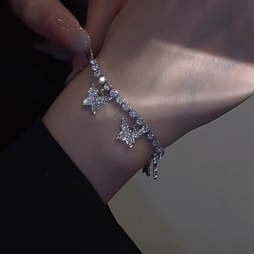 Elegant Zircon Butterfly Cuff Bracelet