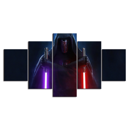 Epic Dual Saber Canvas Art – 5 Piece Set for Bold Decor