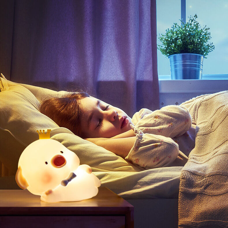 Charming Silicone LED Night Light in Pig Shape - Contemporary Table Lamp