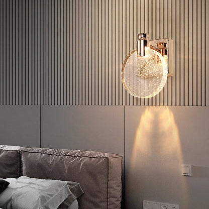 Modern Bedside Lamp - Round LED Wall Sconce in Crystal Design
