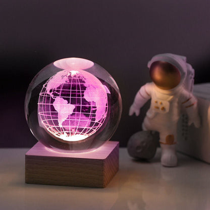 Night Light with 3D Galaxy Crystal Ball Design
