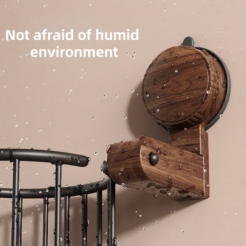 Drill-Free Toilet Paper Holder in Walnut Wood - Suction Cup Design