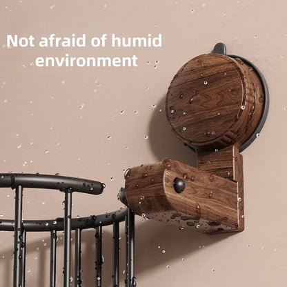 Drill-Free Toilet Paper Holder in Walnut Wood - Suction Cup Design