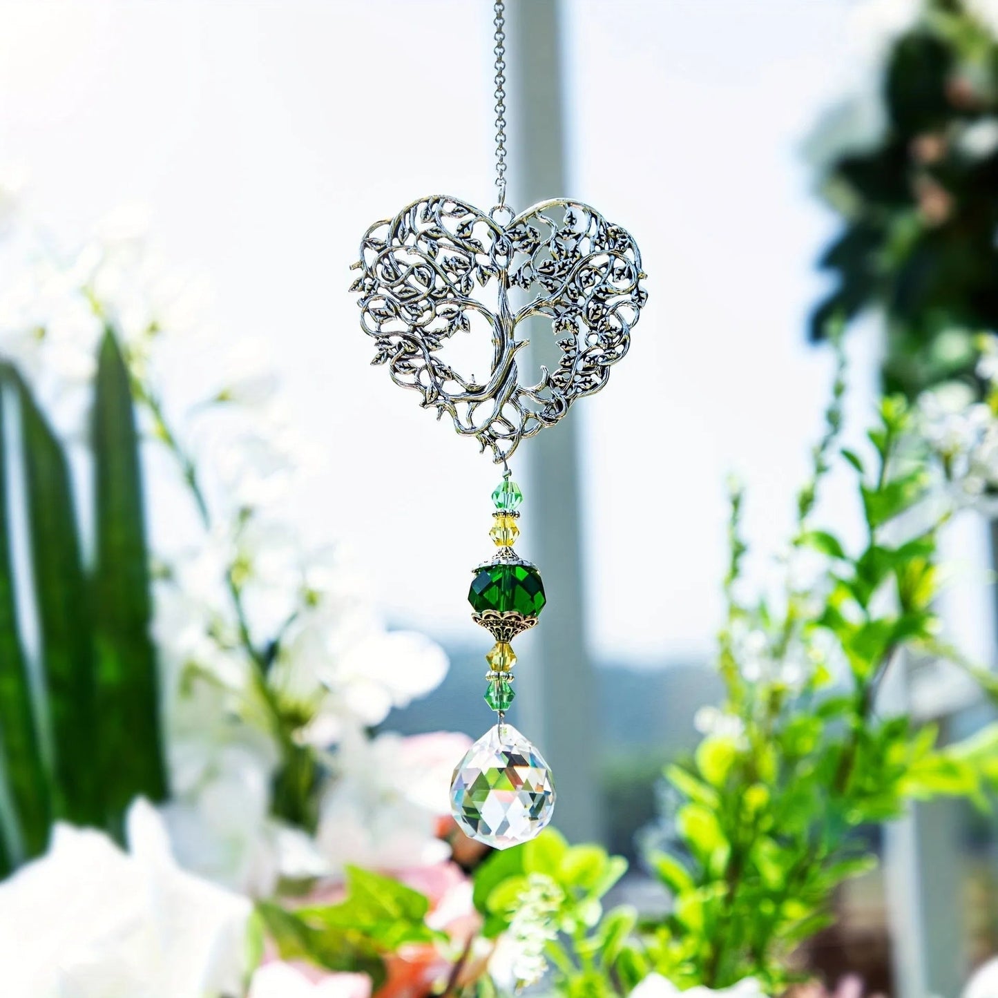 Lightweight Tree Crystal Sun Catcher | Tree of Life Window & Garden Decor | Decorative Gift