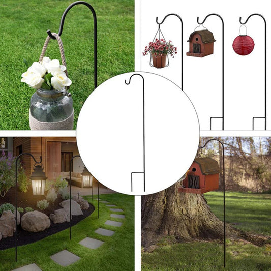 Garden Hook Stake | 76 cm Metal | Black Rustproof | Perfect for Lanterns & Hanging Plants