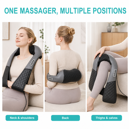 Neck and Shoulder Massager with Heat – 8 Kneading Nodes, 3 Speeds, Auto Reverse & Car Charger