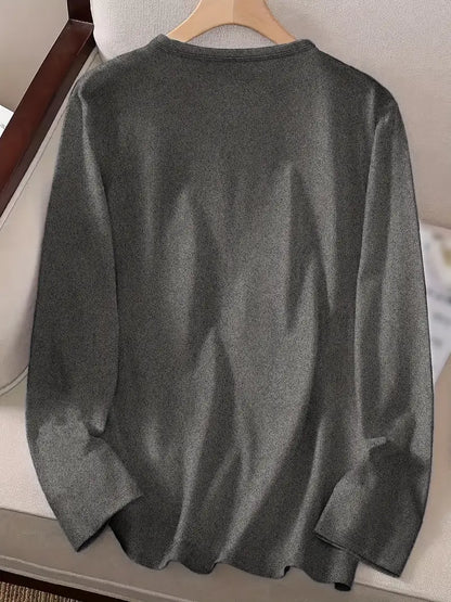 3-Piece Long Sleeve Casual T-Shirt Set, Solid Color, Knit Polyester, Regular Fit for Spring and Autumn