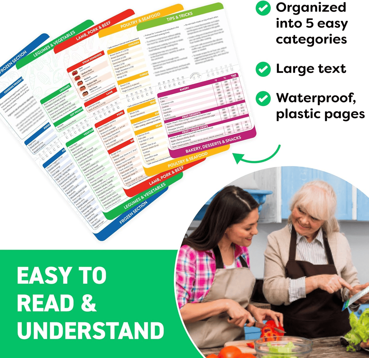 Cooking Guide Booklet with Air Fryer Cheat Sheet Magnets