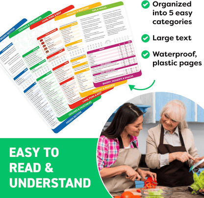 Cooking Guide Booklet with Air Fryer Cheat Sheet Magnets