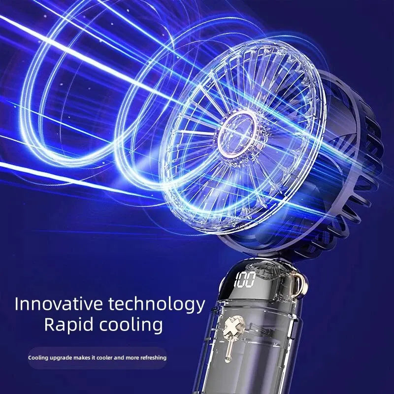 Compact USB Desk Fan with Phone Holder | Mini Handheld Fan | 5 Speed Settings | Quiet Operation