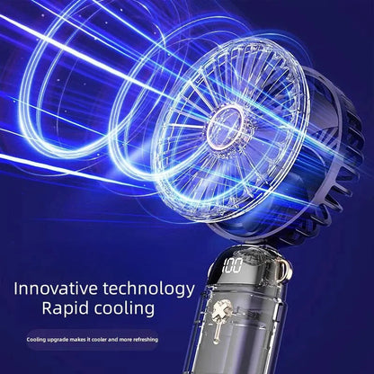 Compact USB Desk Fan with Phone Holder | Mini Handheld Fan | 5 Speed Settings | Quiet Operation