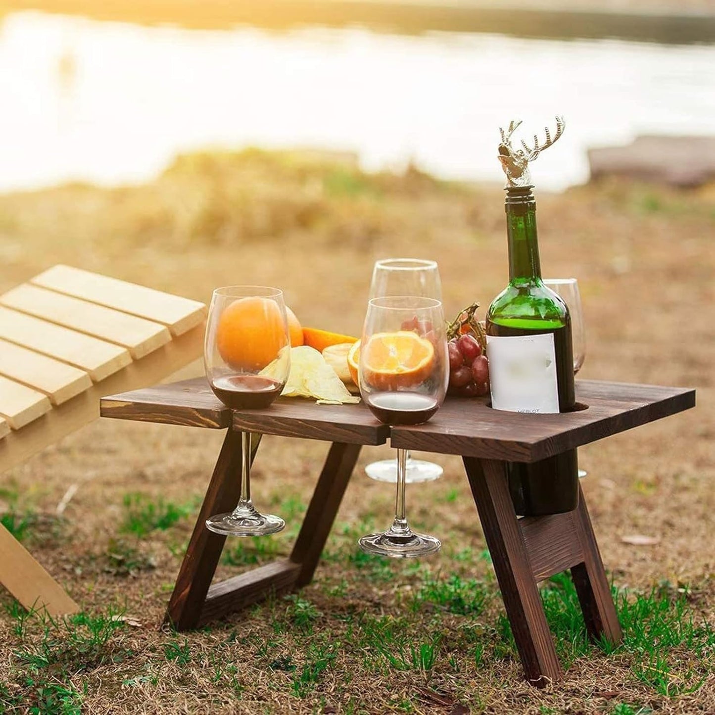 Wine and Glass Holder - Securely Keeps Bottles and Glasses in Place