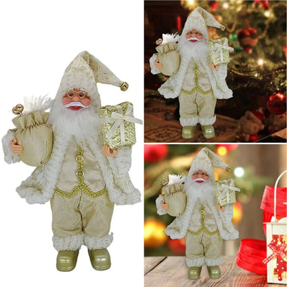 Christmas Figure MerryClaus | Santa Claus Sitting & Standing | 30 cm Decoration for Mantel, Table & Tree Ornaments